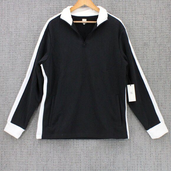 Swet Tailor Sweater Mens Medium M Black Stretch Microfleece Quarter Zip NWT - Picture 1 of 9